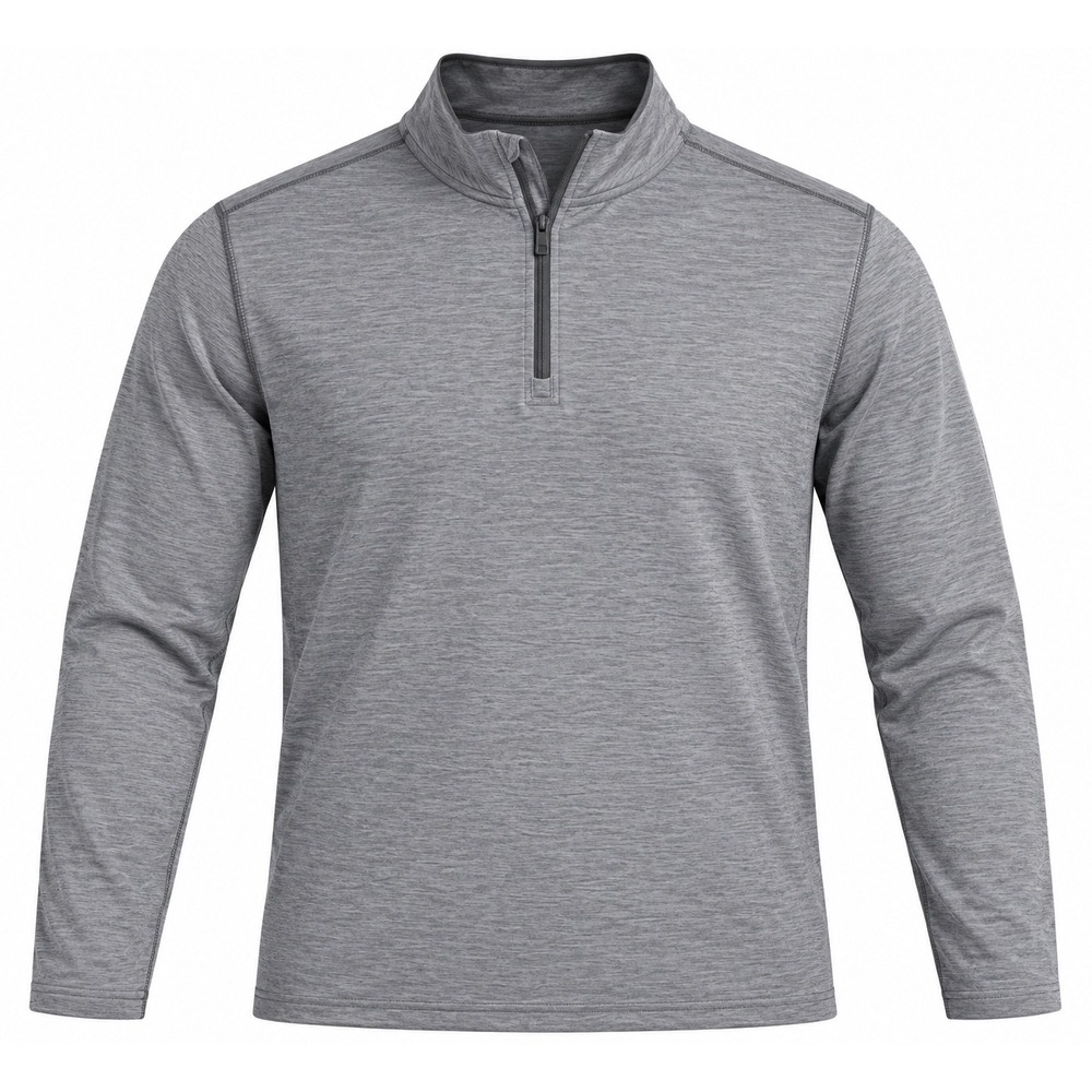 Marika Mens Heathered Gray Quarter Zip Pullover Performance Active Top L